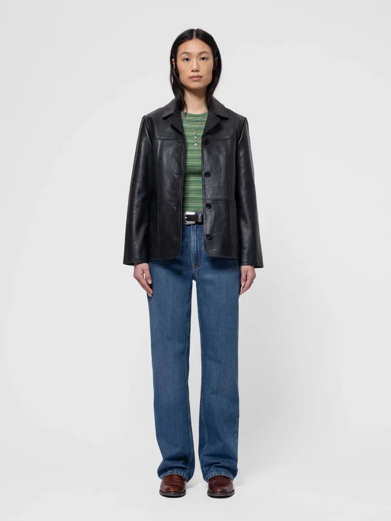 Saga Leather Blazer, Black